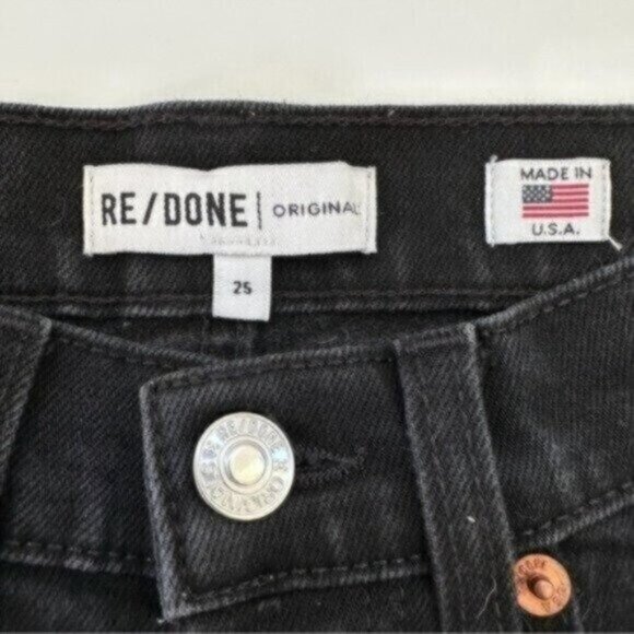 RE/DONE 90s Originals High Rise Black Ankle Crop Skinny Jeans Size 25 - Picture 10 of 12